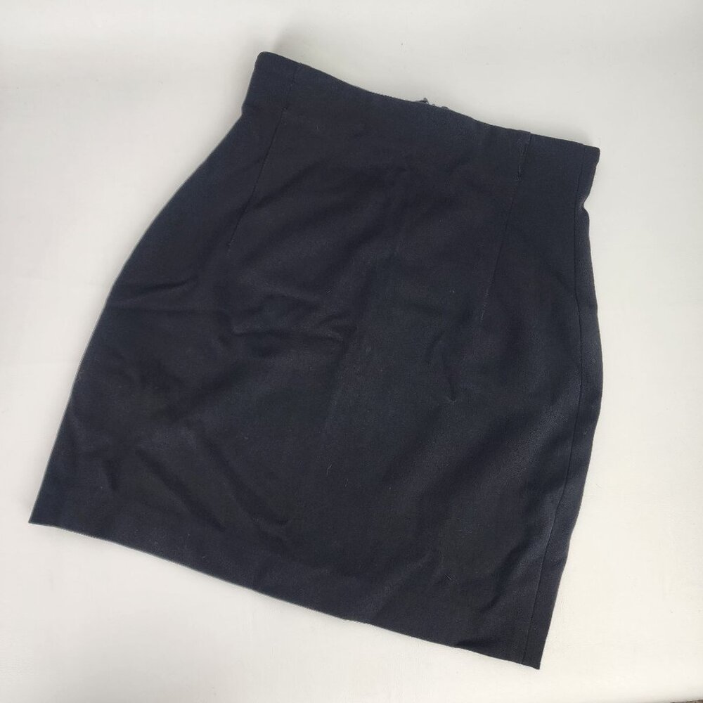 Vintage 90s Vertigo Paris Black High-Waisted Skirt Zip Size US 2, French 34